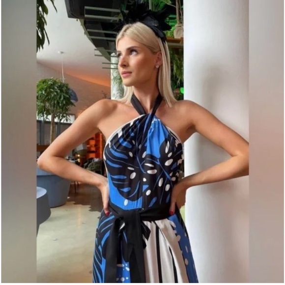 Reiss Blue and Black Maxi Dress - Picture 4 of 5